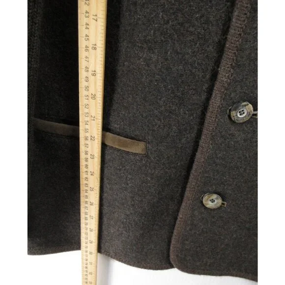 VGT Steinbock Jacket 42 Virgin Wool Leather Loden Austrian Sweater